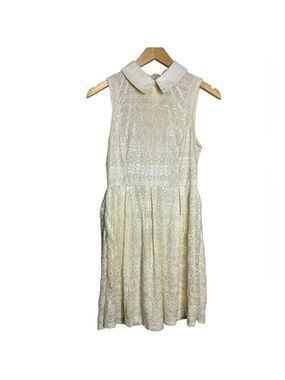 Yumi Cream Sleeveless Collared Fit & Flare Lace Dress, size 6/8
